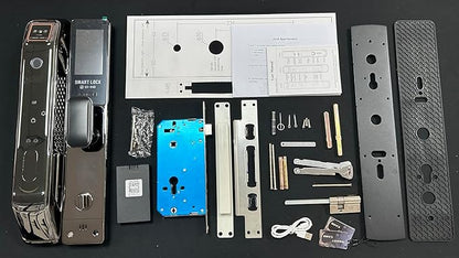 Smart Door Lock with Camera, 3D Face Recognition, Keyless Entry Palm, Face, Fingerprint, Passcode, IC Card, Video Doorbell, Intercom, JLINK App, Touchscreen Keypad, Front Door Lock, Home Security