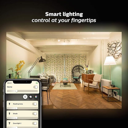 Philips Hue White A19 LED Smart Bulb (4 Bulbs) 40W White LED Smart Candle (2 Bulbs)