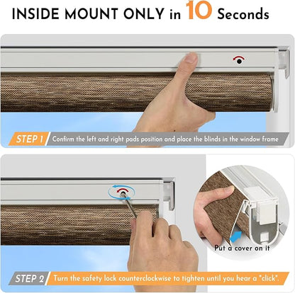 Persilux Smart Motorized Blinds with Remote, No Drill Automatic Roller Shades for Indoor Windows, Light Filtering Linen Fabric, Electric Blinds for Windows, Nature Brown C25-11, Custom Size