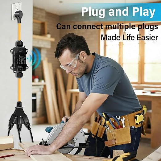 AC 110V-250V Outdoor Remote Control Outlet with 3 Grounded Outlets