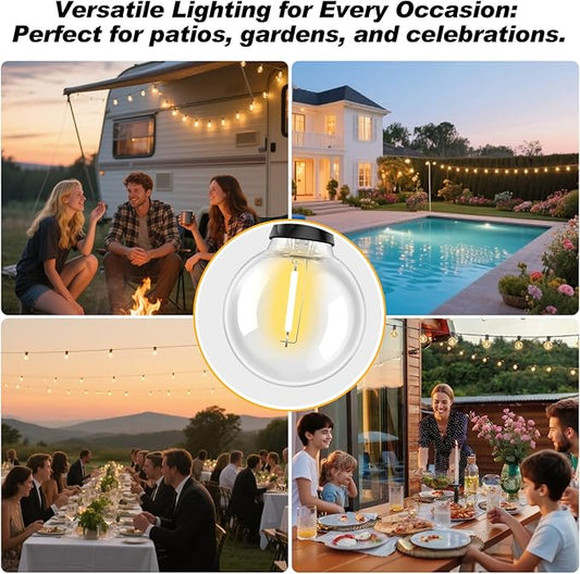50-Pack G40 LED Replacement Light Bulbs Bulk Shatterproof 0.6W E12 Base 2700K Warm White Bulbs for Commercial Outdoor String Lights Party
