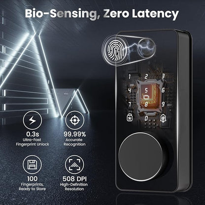 Keyless Entry Door Lock, Biquole Smart Lock with App Control, Fingerprint Door Lock, Electronic Keypad Deadbolt, Auto & One Touch Lock | Digital Smart Door Locks | Easy Installation | IP54 Waterproof