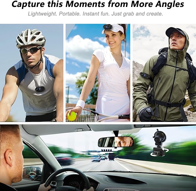 4K Mini Body Camera 128GB – Thumb Size Wearable Action Cam, Hands-Free POV Recording, Portable Body Worn Camera for Travel, Cycling, Sports, Pets, Outdoor Adventures