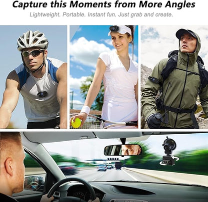 4K Mini Body Camera 128GB – Thumb Size Wearable Action Cam, Hands-Free POV Recording, Portable Body Worn Camera for Travel, Cycling, Sports, Pets, Outdoor Adventures