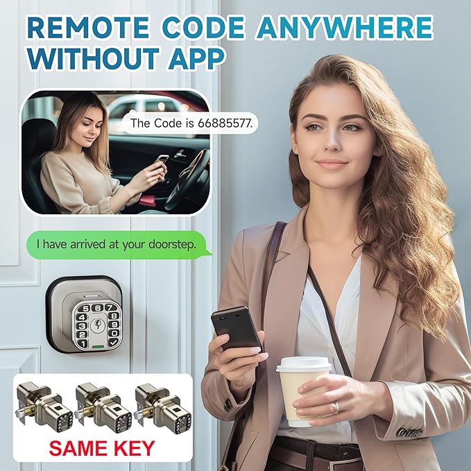 Richelock Fingerprint Door knob, Smart Biometric Door Lock with Keypad, Keyless Entry Code Door Knob, Waterproof & Weatherproof , Auto Lock ,Voice Navigation, For Bedroom, Gate,Office