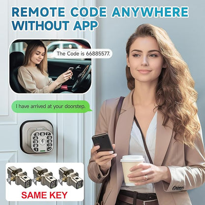 Richelock Fingerprint Door knob, Smart Biometric Door Lock with Keypad, Keyless Entry Code Door Knob, Waterproof & Weatherproof , Auto Lock ,Voice Navigation, For Bedroom, Gate,Office