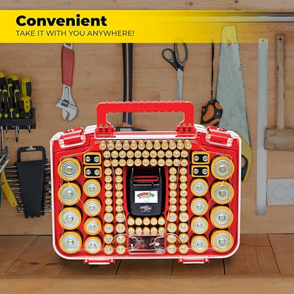 Ontel Battery Daddy Smart - Battery Organizer Storage Case with Tester, Stores & Protects Up to 150 Batteries, Clear Locking Lid, As Seen On TV, Smart - 150 Batteries (BADAS-MC4)