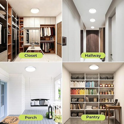 hepside 2 Pack Motion Sensor Ceiling Light Wired, 3000K/4000K/6500K LED Flush Mount Ceiling Light Fixture, 7Inch 15W Motion Sensor Light with Timer for Closet Stair Porch Hallway Pantry,White
