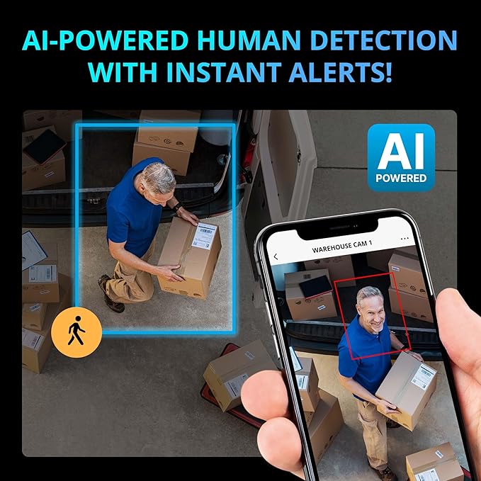 Defender AI Powered Sentinel 4K 8CH PoeE Security Camera System, 6pcs NVR Metal Outdoor Surveillance Cameras, 1TB HDD, SMART AI Human Detection, Blue/Red Lights, Works w/Empower App