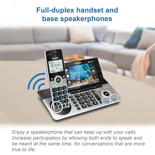 VTech IS8251-3 Business Grade 3-Handset Expandable Cordless Phone for Home Office, 5" Color Display, Programmable Short Cut Keys, Smart Call Blocking, Answering System,Bluetooth Connect to Cell
