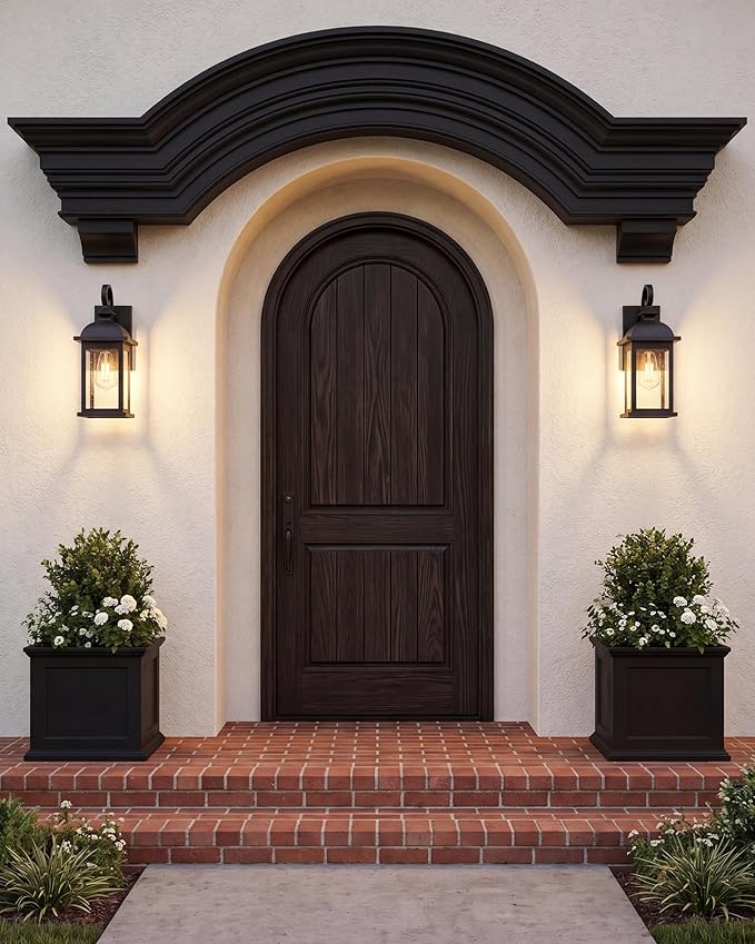 FEMILA Exterior Wall Sconce, 2 Packs Outdoor Waterproof Wall Lights Fixture, E26 Socket Wall Lantern for Porch, Anti-Rust Matte Black Finish with Seeded Glass Lampshade, 4FD54B-2PK BK