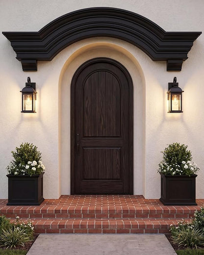 FEMILA Exterior Wall Sconce, 2 Packs Outdoor Waterproof Wall Lights Fixture, E26 Socket Wall Lantern for Porch, Anti-Rust Matte Black Finish with Seeded Glass Lampshade, 4FD54B-2PK BK