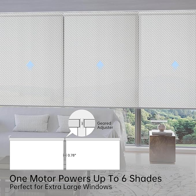 Motorized Coupled Shades, Falme Resistant Smart Solar Shades for Large Windows Automatic Blinds Compatible with Alexa, Electric Roller Blinds Customized for Home Office(3% Openness Sliver)