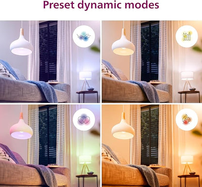 Philips Smart 100W A23 LED Light Bulbs 4-Pack - Connects to Your Wi-Fi - E26- Control with Voice or App + Activate with Motion - Matter Compatible