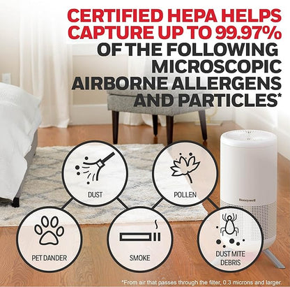 Honeywell HEPA Air Purifier Filter. AirFilter for Airborne Allergens, Wildfire, Smoke, Dust, Pet Dander, Pollen & More. J HEPA Filter for Honeywell HP1830 Air Purifiers, HRFJ830 (Pack of 2)