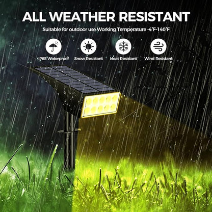 WENATY Solar Spot Lights Outdoor Waterproof IP65, Bright LEDs Solar Landscape Lighting for Outside Garden Yard, Solar Powered Spotlights for Accent Uplighting Backyard Statue Palm Tree, 2 Pack/Warm