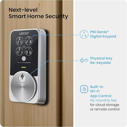 Lockly PIN Genie Pro Zeno Series Smart Lock, Keyless Entry Door Lock with Apple Home Key, Built-in Wi-Fi Keypad Deadbolt Locks for Front Door, App Remote Control, IP65 Weatherproof, Easy Installation