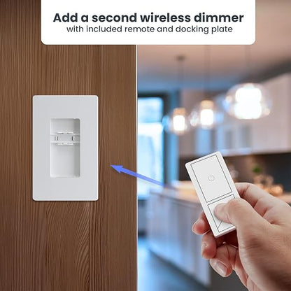 Feit Electric Smart WiFi Dimmer Switch with Remote, Single-Pole and 3-Way, Voice Control with Alexa & Google Asst, Wireless Wall-Mount Remote, App Control, Neutral Wire Required