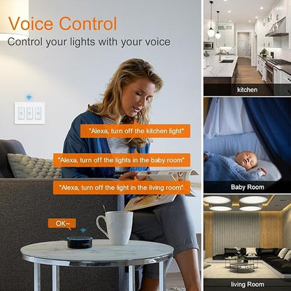 Smart Light Switch WiFi Switch Touch Wall Switch 3 Gang