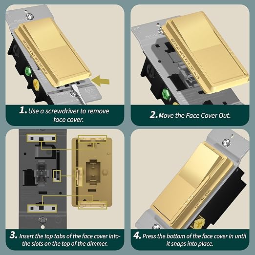 TOPGREENER Dimmer Paddle Switch for Dimmable 300W LED/CFL Lights,Gold,1P