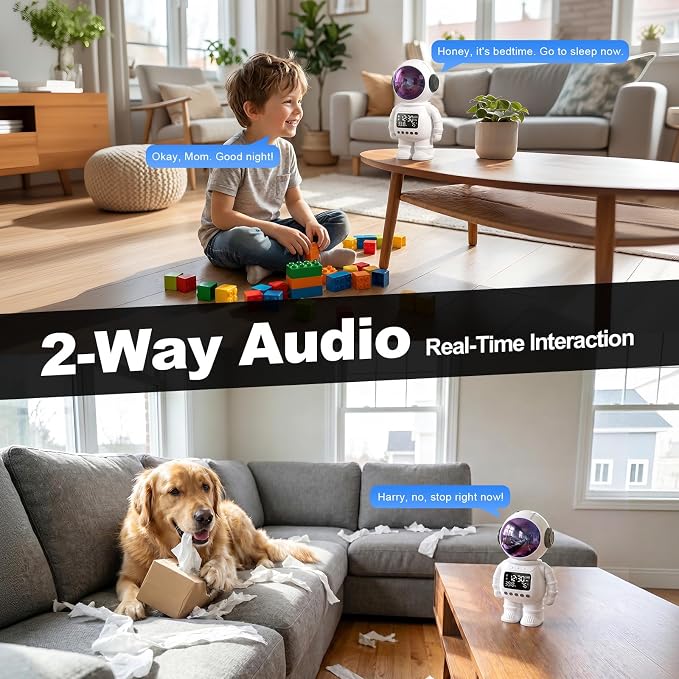 2K Clock Indoor Camera, 2.4G/5G WiFi Cameras for Home Security with Temperature & Humidity Display, 2-Way Audio, AI Motion Detection, Color Night Vision, Baby Monitor & Pet Camera (White)