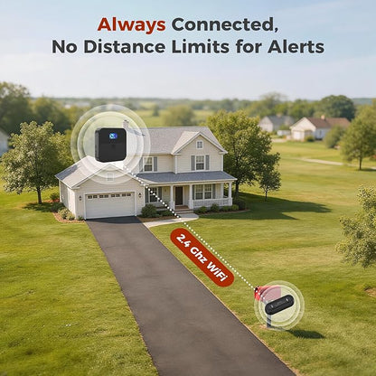 Smart Mailbox Alarm, WiFi Wireless Mailbox Sensor Long Range Mail Alert System with Real-time App Notifications with LED Light and Sound Reminders for Delivered Mail