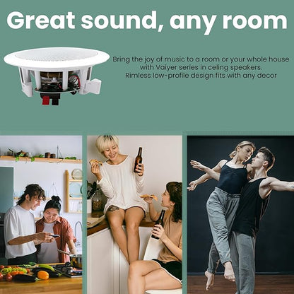 Home Theater System Kit 1000 Watts Bluetooth Receiver w/ 6 Qty 5.25" 175 Watts Each in-Wall in-Ceiling Speakers & 16 Gauge 250 ft. Speaker Wire Portable Microphone w/Remote Control by Technical Pro
