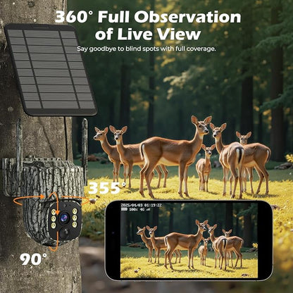4G LTE Cellular Trail Camera, 2.5K 360° Live Feed with SIM Card Included