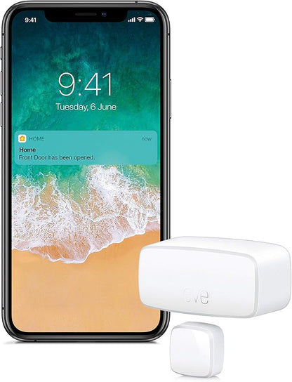 Eve Door & Window (Apple Home) – Smart Contact Sensor for Doors & Windows, Notifications (Open/Closed State), Automatic Control of Accessories & Scenes, no Bridge, Bluetooth & Thread