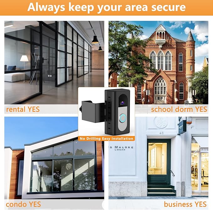 QIBOX Anti-Theft Video Doorbell Mount Compatible with Video Doorbell 4/3/3 Plus/2/1/(2020 Release), Adjustable No-Drill Mounting Bracket Wedge Adapter Holder Accessories for Home Rentals Office Room