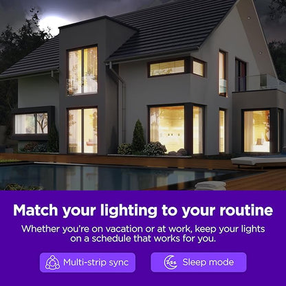 Roku Smart LED Light Strip, 16.4ft - Color Options with Adjustable Brightness & Temperature - Peel & Stick WiFi Smart Strip Lights Works with Roku Voice, Alexa & Google Assistant - Smart Home Products