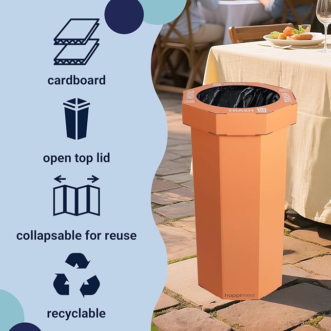 happimess Fleur 25 Gal Trash Can Bin, Carrot Cake, Set of 2