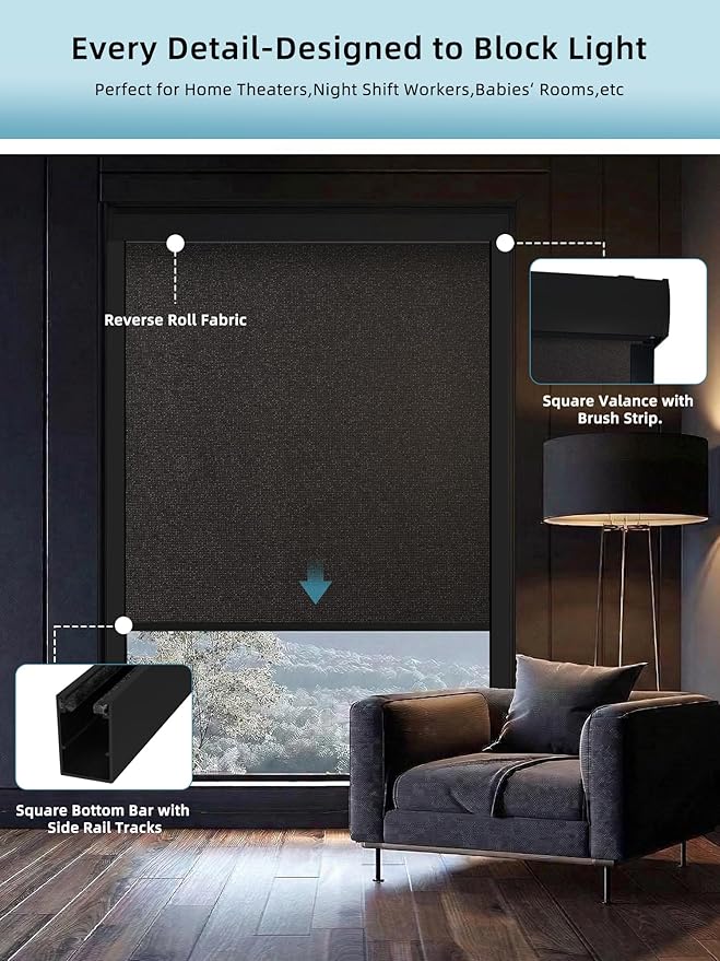 SmartWings Motorized Smart Blinds with Remote, Custom Automatic 100% Blackout Roller Shade Compatible with Alexa/Homekit/Google, Electric Smart Blinds for Indoor Windows, Eclipse Umber