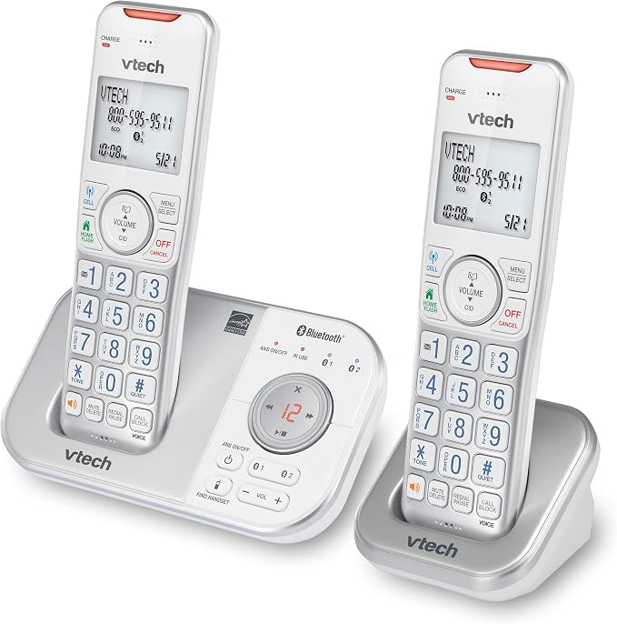 VTech VS112-27 2 Handset Cordless Phone with Answering Machine, Call Blocking, Caller ID, Intercom and Connect to Cell