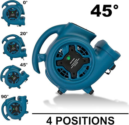 XPOWER Freshen Aire P-260NT 1/4 HP, 925 CFM, 4 Speeds Mini Mighty Scented Air Mover, Utility Fan, Dryer, Blower with Ionizer and Timer, Blue