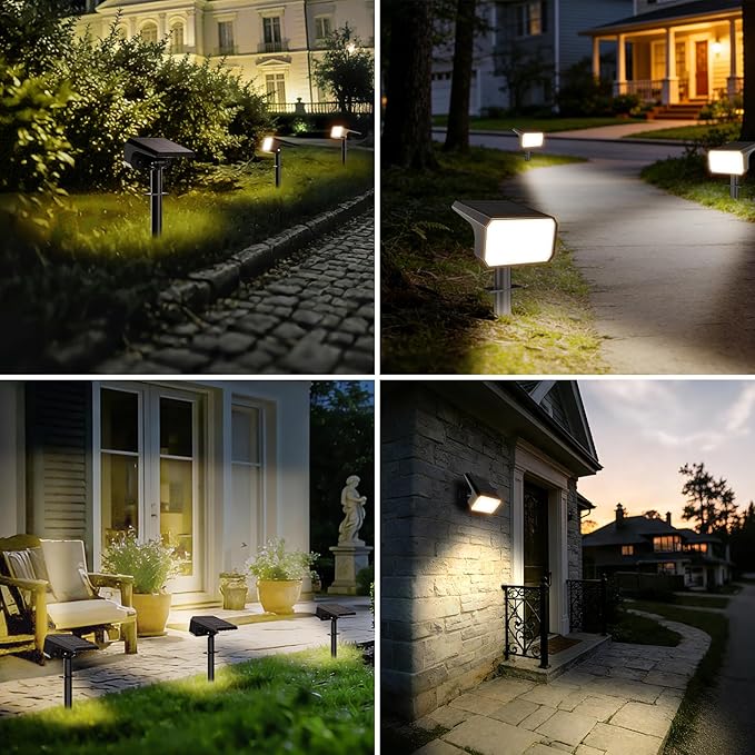 Fabrito 4 Pack Solar Spot Lights Outdoor Waterproof IP67, [108 LEDs, 4 Modes] Dusk to Dawn Spotlights for All Night, 2-in-1 Solar Landscape Lights for Garden, Yard, Tree, Pool, Warm White
