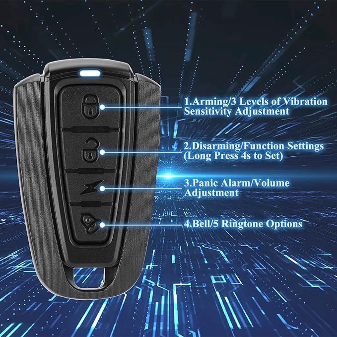 ROCKBROS 115dB Bike Alarm Vibration Motion Sensor Waterproof Motorcycle Alarm