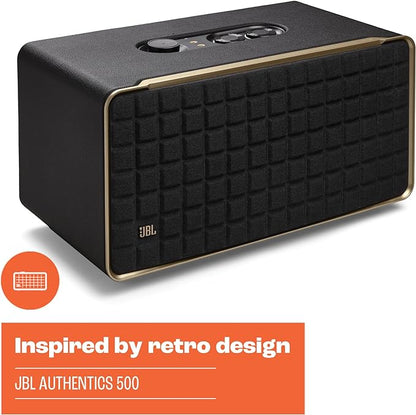 JBL Authentics 500 - Smart Home Speaker - Black | Superb sound and performance with Dolby Atmos Music, Inspired by retro design, Music streaming services via built-in Wi-Fi