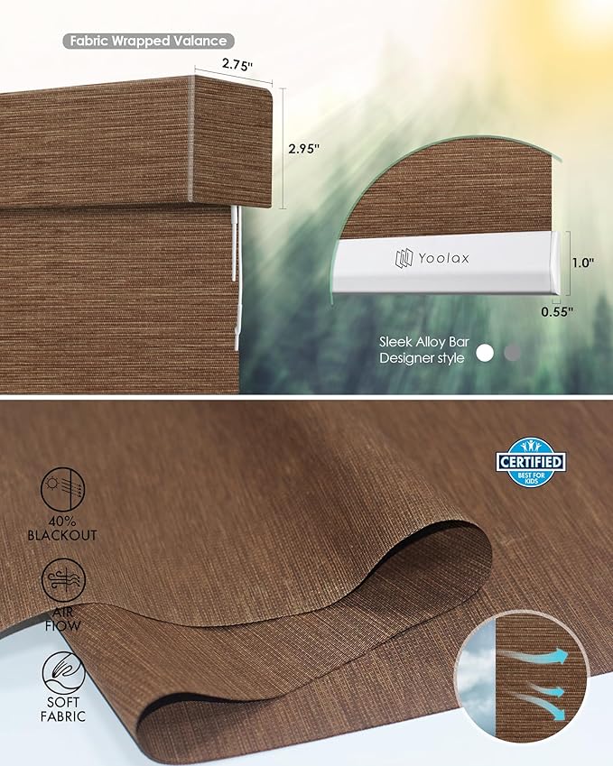 Yoolax Motorized Blinds with Remote, Light Filtering Smart Blinds Work with Alexa, Google, Automatic Roller Shades for Windows, Custom Electric Shades for Living Room Office (Eco Cocoa)