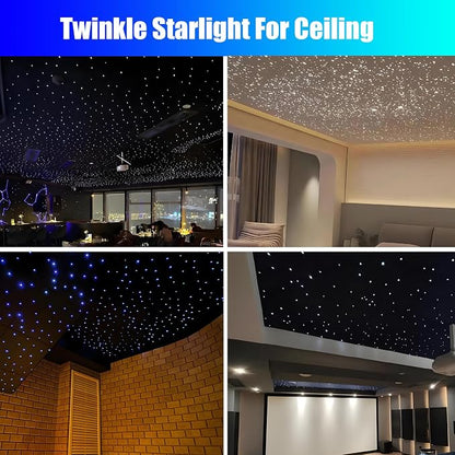 16W Car Home Starlight Headliner Kit, Twinkle & Sound Activate RGBW Fiber Optic Lights with APP & Remote Control, Star Lights for Ceiling Decoration, 300 pcs 9.8ft