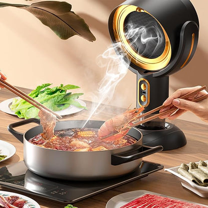 PuffHide Purifier for Smoking Indoors, Portable USB Rechargeable Adjustable, Detachable Smoke Fan for BBQ, Hot Pot, Indoor Grill & Kitchen Cooking, Gold