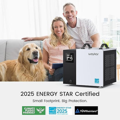 Waykar 70 Pint Energy Star Crawl Space Dehumidifier with Drain Hose, Commercial Dehumidifier for Basements and Home, for Spaces up to 5000 Square Feet, Smart Humidity Control - 5-Year Quality Coverage