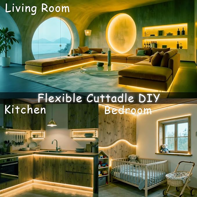4000k 10 Foot Led Strip Lights for Bedroom Dimmable 10 FT 180 LEDs Rope Light Flexible Super Bright White Tape Lights for Ceiling Room Home Decor Luces LEDs for DIY Living Room Kitchen Vanity