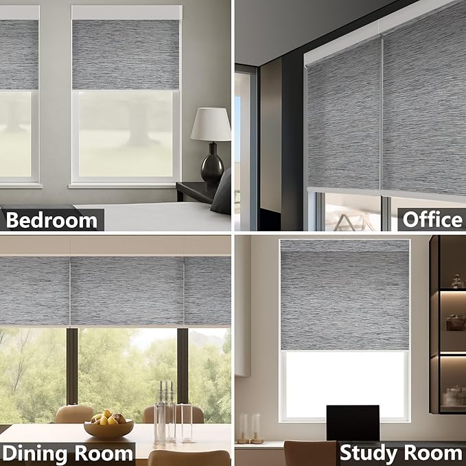 Motorized Light Filtering Roller Shades – Smart Electric Blinds for Living Room, Alexa Google Home Siri, Matter Compatible, Custom Window Shades, Cordless Rechargeable