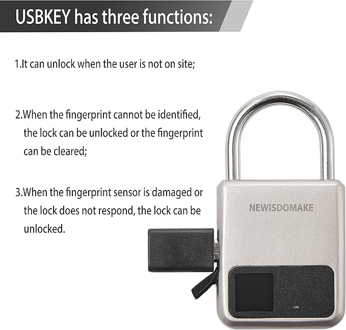 Fingerprint Padlock, Smart Padlock with USB Charging Support, Fingerprint Lock, Biometric Lock Suitable for Luggage, Bookcase, Suitcase, Backpack, Bike, School Locker, Gym Locker Lock(Gold)