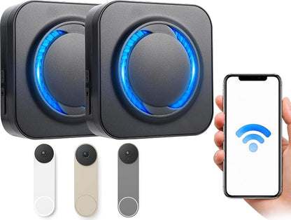 WiFi Doorbell Chime for Google Nest, 32 Tones,Plug-in No Wiring | Smart Indoor Chime Extender Works with Nest Battery Wired 2nd 3rd Gen, 999+ Expandable, LED Flash, No Subscription, 5 Volume