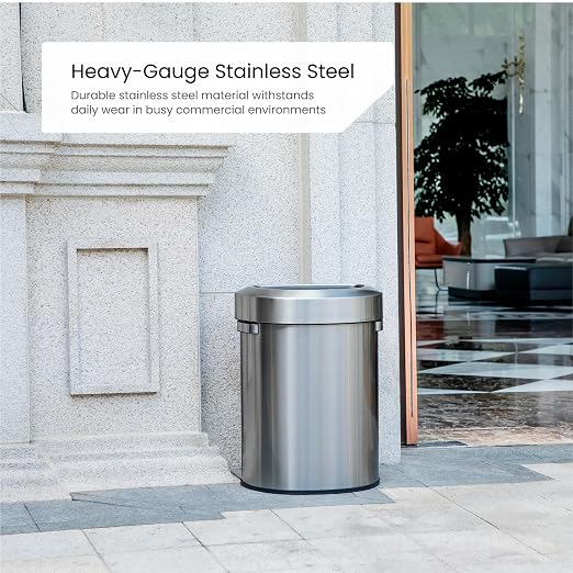 Home Zone Living 18 Gallon Commercial Trash Can with Removable Open Top Lid
