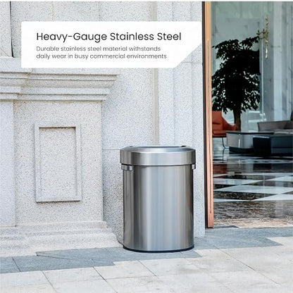 Home Zone Living 18 Gallon Commercial Trash Can with Removable Open Top Lid