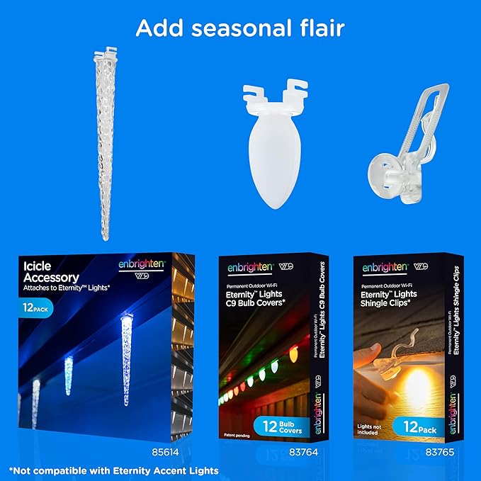 Enbrighten Vibe Eternity Permanent Outdoor Lights, 50ft, 36 RGBWIC LEDs, Smart Everyday Accent Lights, IP67 Waterproof, Works with Alexa, Google Home, White, 81102