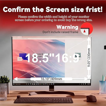 [2-Pack] 18.5 Inch Computer Privacy Screen Filter (16:9 Aspect Ratio) - Removable, Anti Glare & Blue Light Blocking, Compatible with HP Dell ASUS Acer Samsung Monitors
